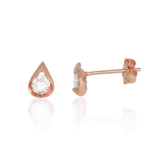 Gold classic studs earrings with Zirkons