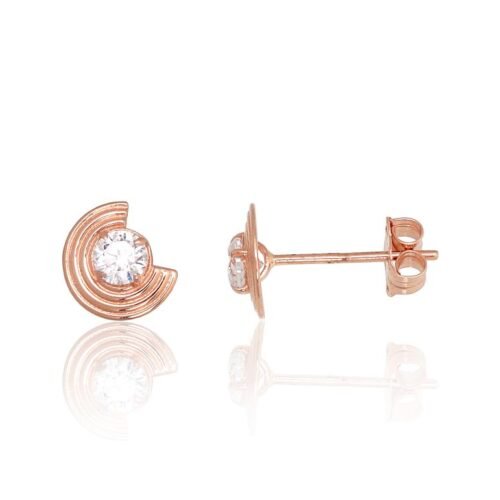 Gold classic studs earrings with Zirkons