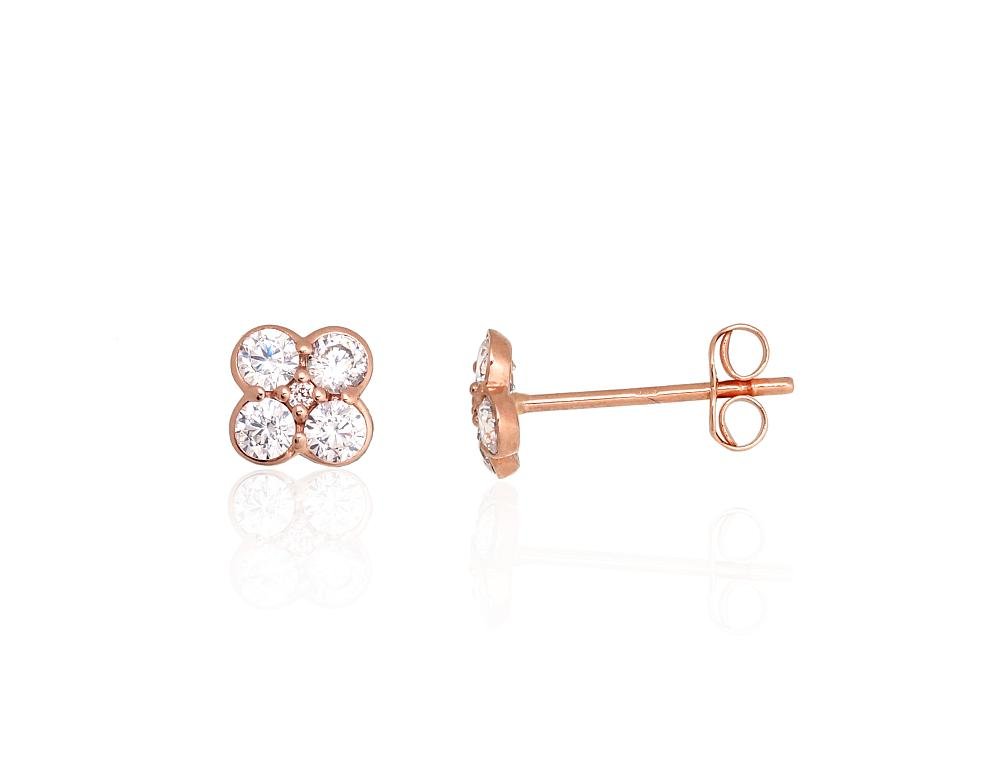 Gold classic studs earrings with Zirkons