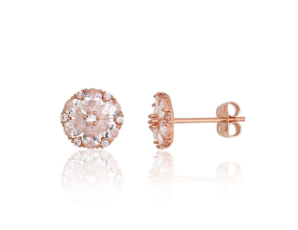 Gold classic studs earrings with Zirkons
