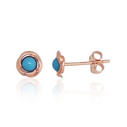 Gold classic studs earrings with Turquoise (Imitation)