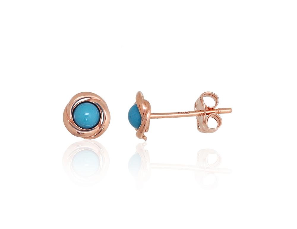 Gold classic studs earrings with Turquoise (Imitation)