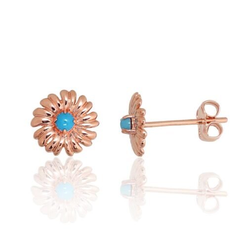 Gold classic studs earrings with Turquoise (Imitation)