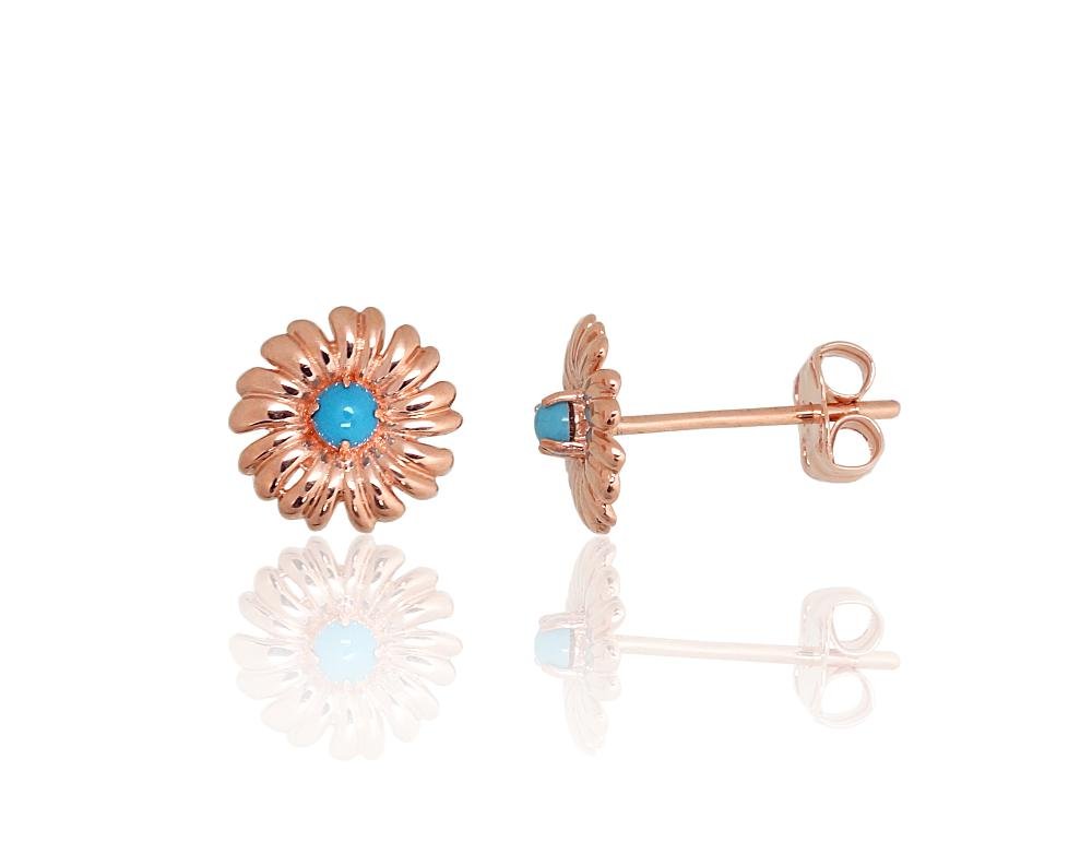 Gold classic studs earrings with Turquoise (Imitation)