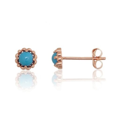 Gold classic studs earrings with Turquoise (Imitation)