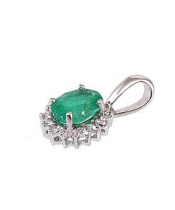 Alternative view of Gold pendant with Diamonds , Emerald