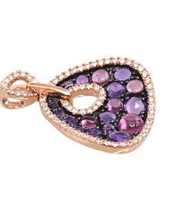 Alternative view of Gold pendant with Diamonds , Amethyst , Rodolite