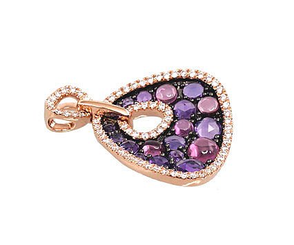 Gold pendant with Diamonds , Amethyst , Rodolite - Image 2