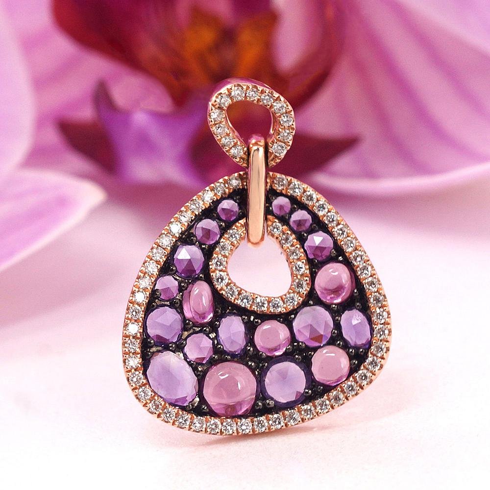 Gold pendant with Diamonds , Amethyst , Rodolite - Image 4
