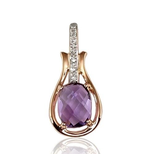 Gold pendant with Diamonds , Amethyst