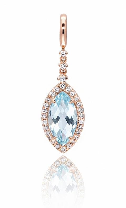Gold pendant with Diamonds , Sky Blue Topaz