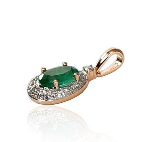 Alternative view of Gold pendant with Diamonds , Emerald