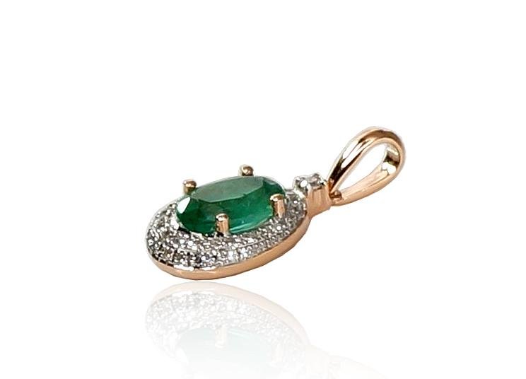Gold pendant with Diamonds , Emerald - Image 2
