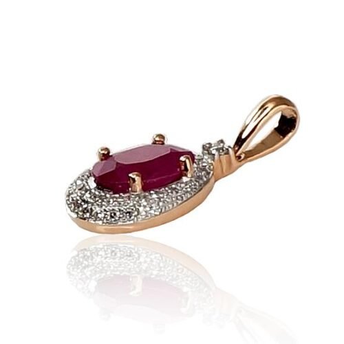 Alternative view of Gold pendant with Diamonds , Ruby