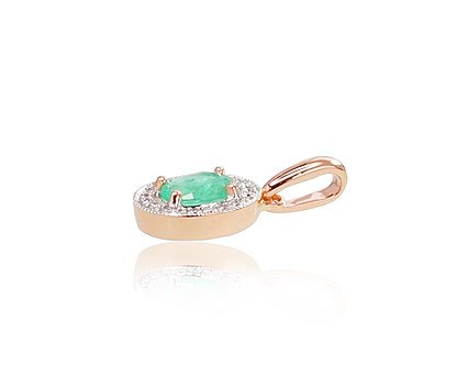Gold pendant with Diamonds , Emerald - Image 2