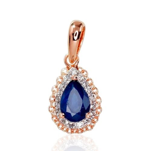 Gold pendant with Diamonds , Sapphire