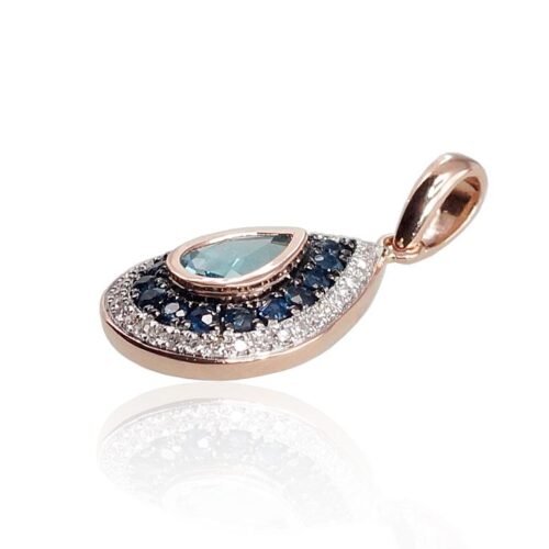 Alternative view of Gold pendant with Diamonds , Sapphire , Blue Topaz