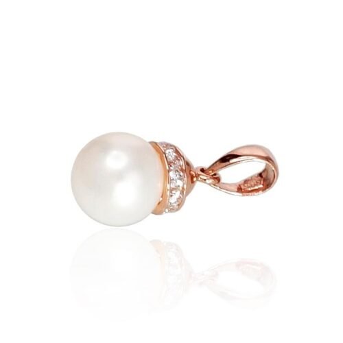 Alternative view of Gold pendant with Zirkons , Fresh-water Pearl