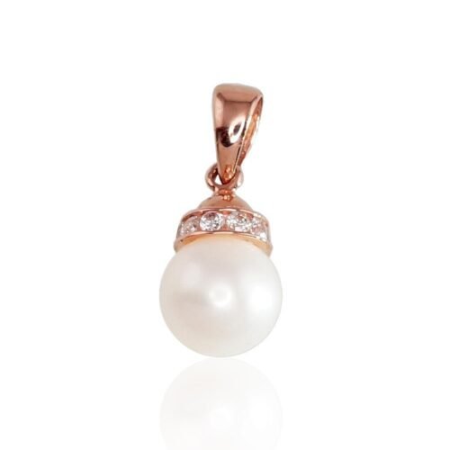 Gold pendant with Zirkons , Fresh-water Pearl