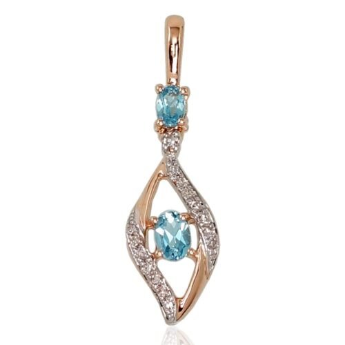 Gold pendant with Diamonds , Blue Topaz