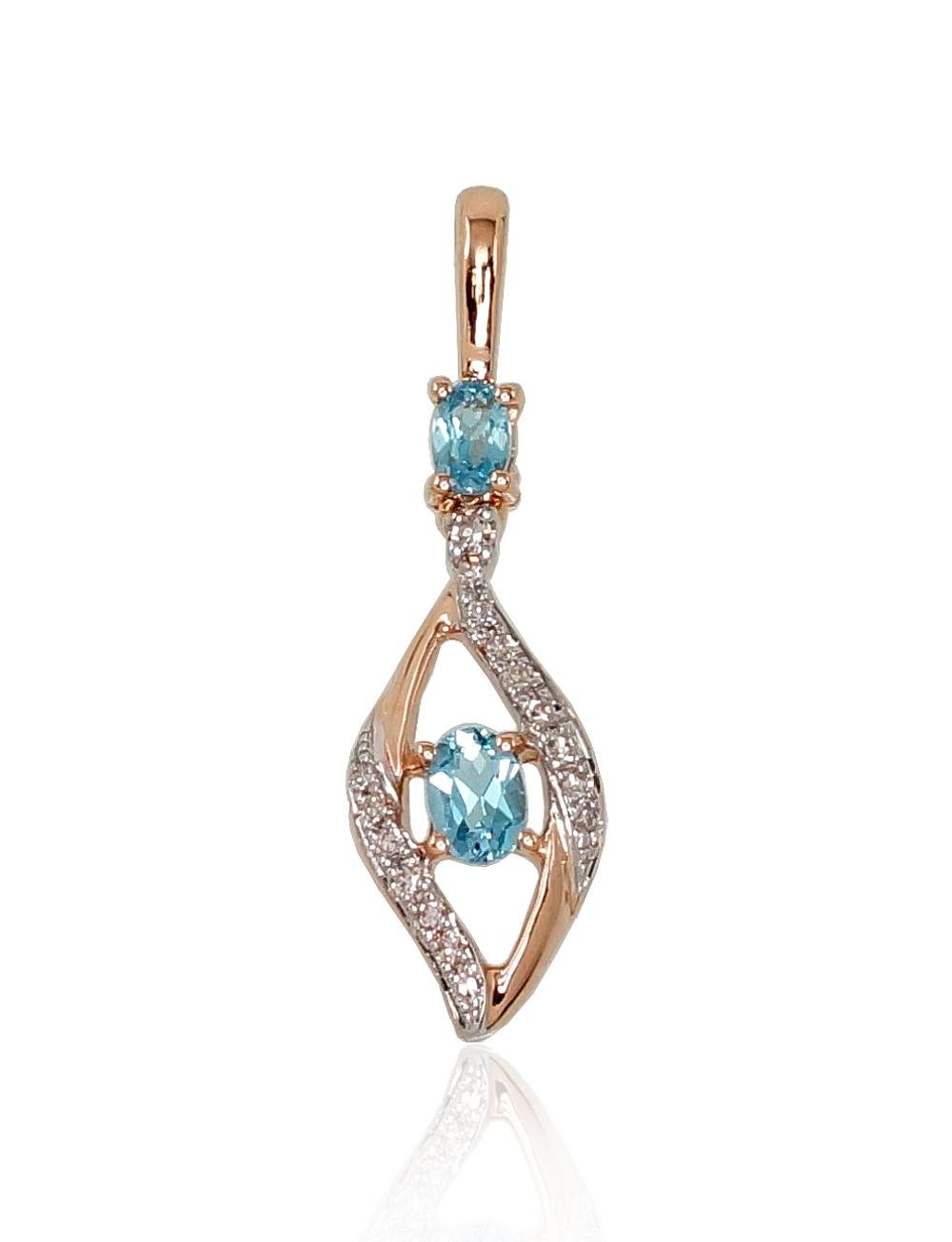 Gold pendant with Diamonds , Blue Topaz