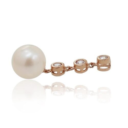 Alternative view of Gold pendant with Zirkons , Fresh-water Pearl