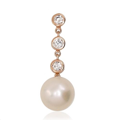 Gold pendant with Zirkons , Fresh-water Pearl