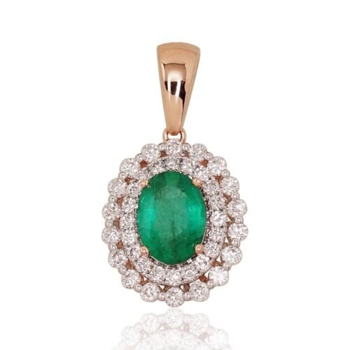 Gold pendant with Diamonds , Emerald
