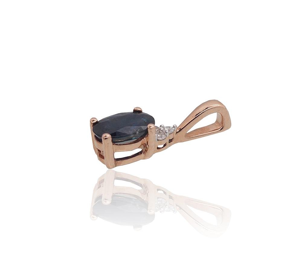 Gold pendant with Diamonds , Sapphire - Image 2