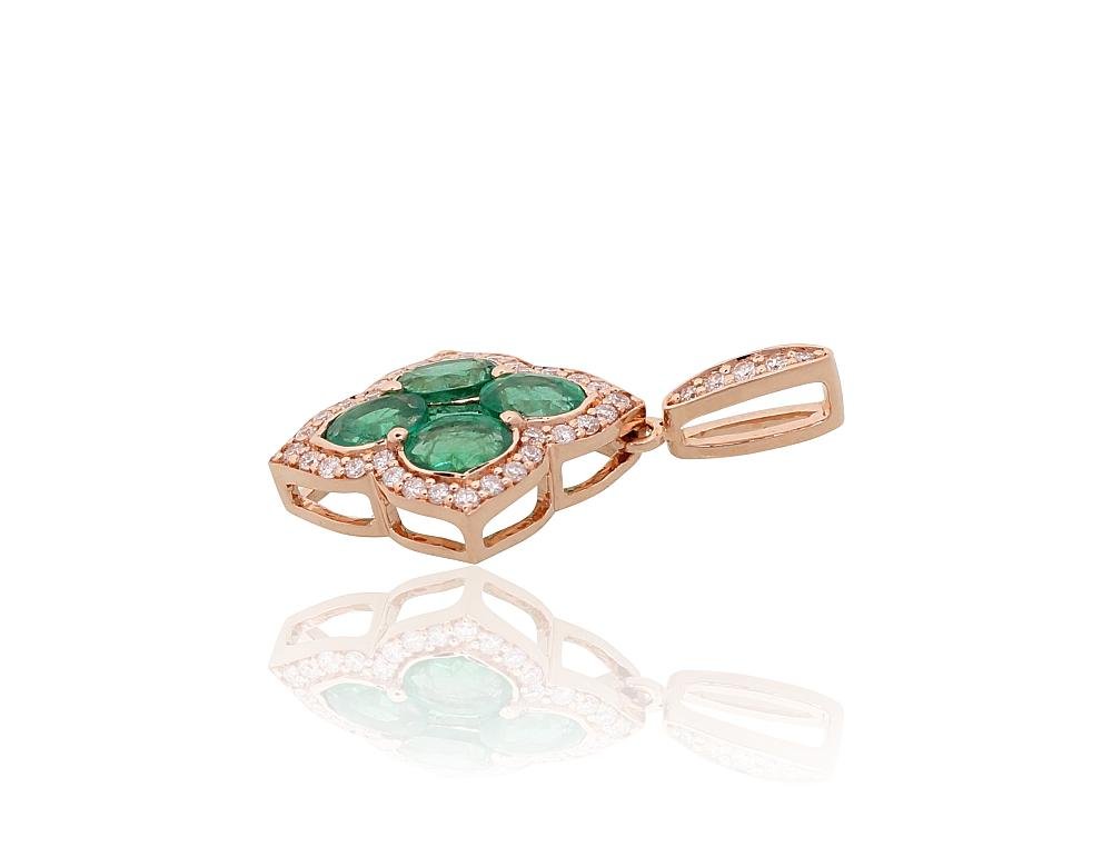 Gold pendant with Diamonds , Emerald - Image 2