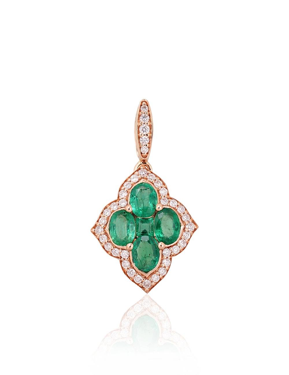 Gold pendant with Diamonds , Emerald
