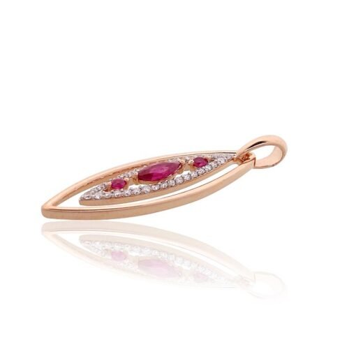 Alternative view of Gold pendant with Diamonds , Ruby
