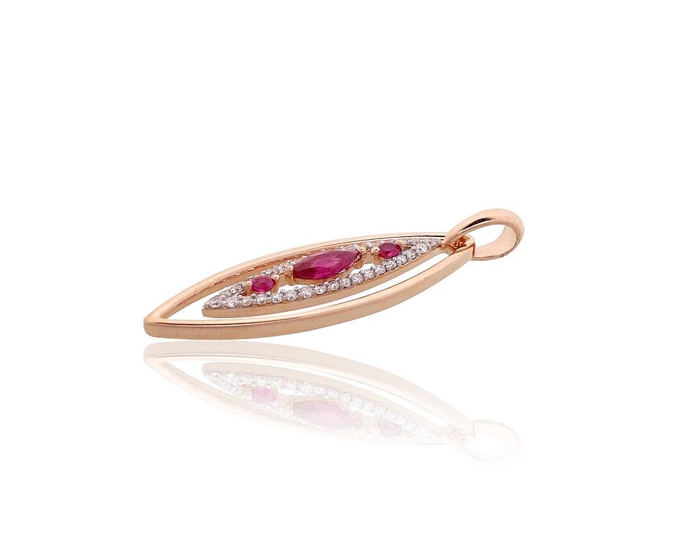 Gold pendant with Diamonds , Ruby - Image 2