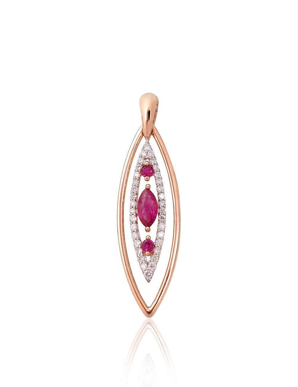 Gold pendant with Diamonds , Ruby