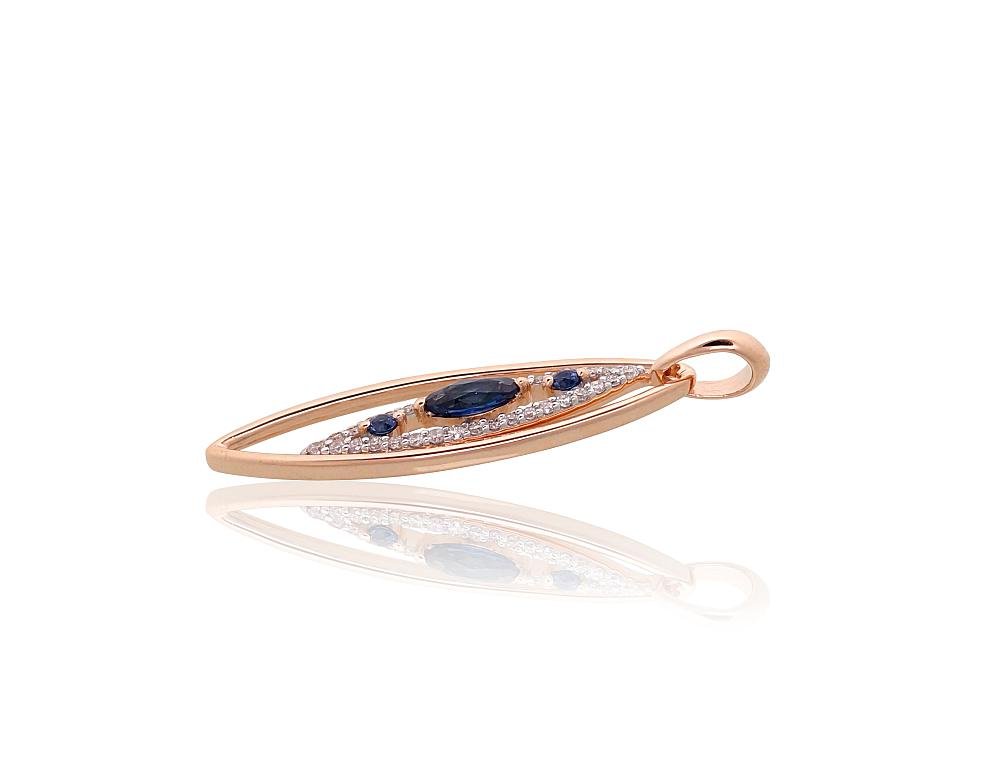 Gold pendant with Diamonds , Sapphire - Image 2