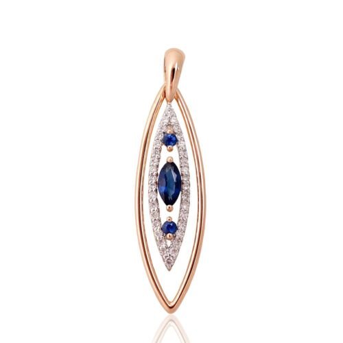 Gold pendant with Diamonds , Sapphire