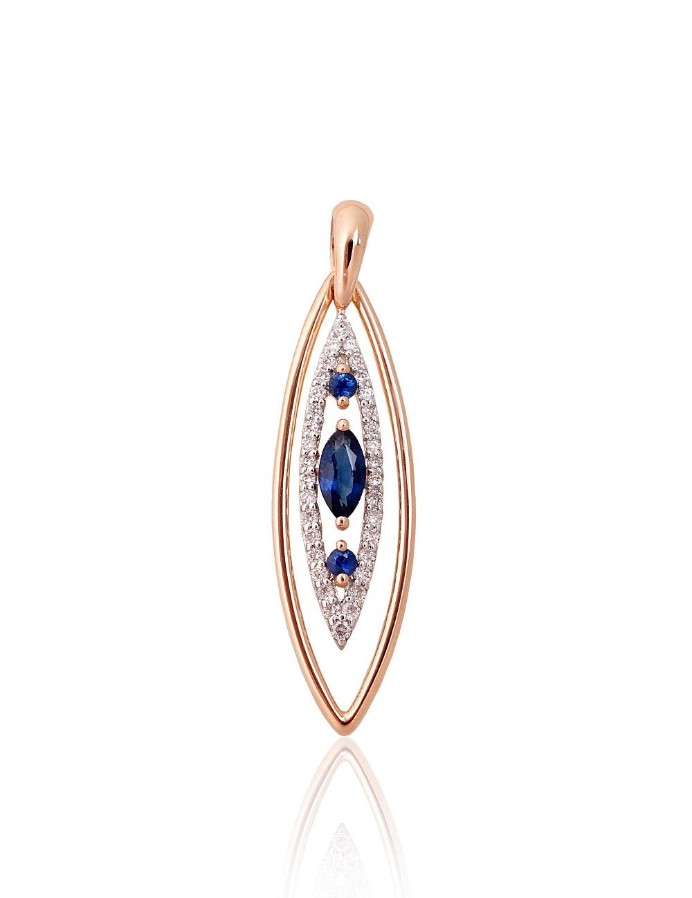 Gold pendant with Diamonds , Sapphire