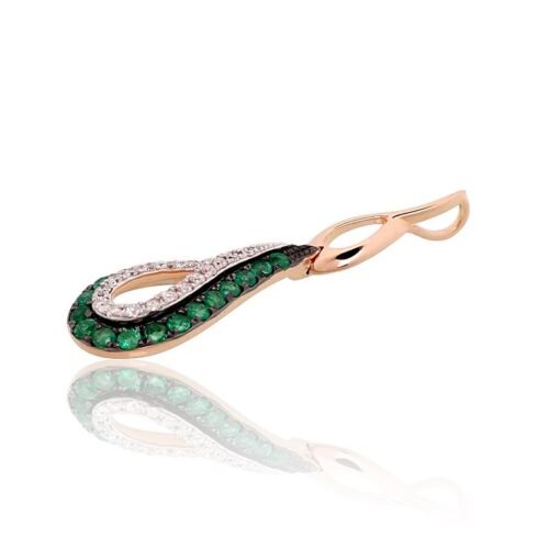 Alternative view of Gold pendant with Diamonds , Emerald