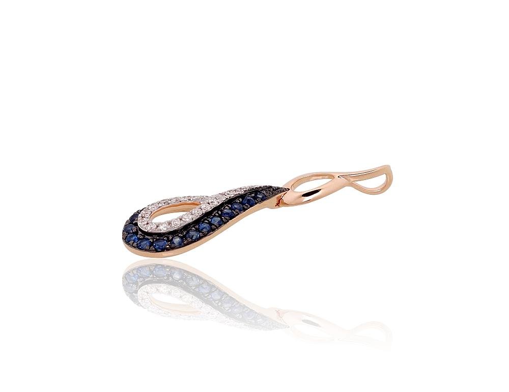 Gold pendant with Diamonds , Sapphire - Image 2