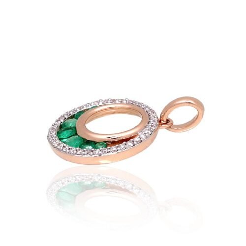 Alternative view of Gold pendant with Diamonds , Emerald