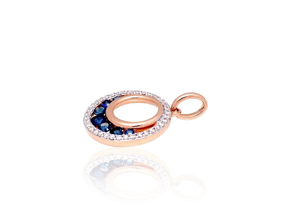 Gold pendant with Diamonds , Sapphire - Image 2