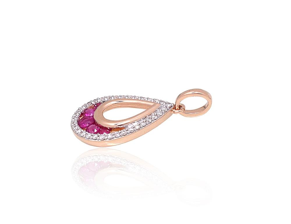 Gold pendant with Diamonds , Ruby - Image 2