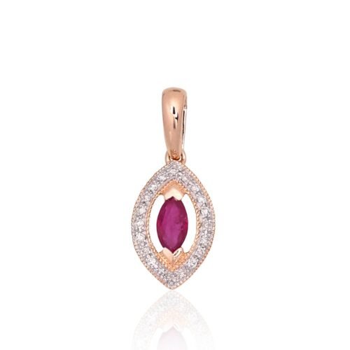Gold pendant with Diamonds , Ruby