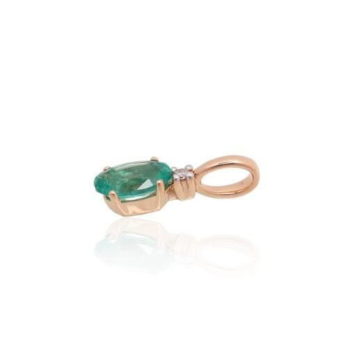 Alternative view of Gold pendant with Diamonds , Emerald