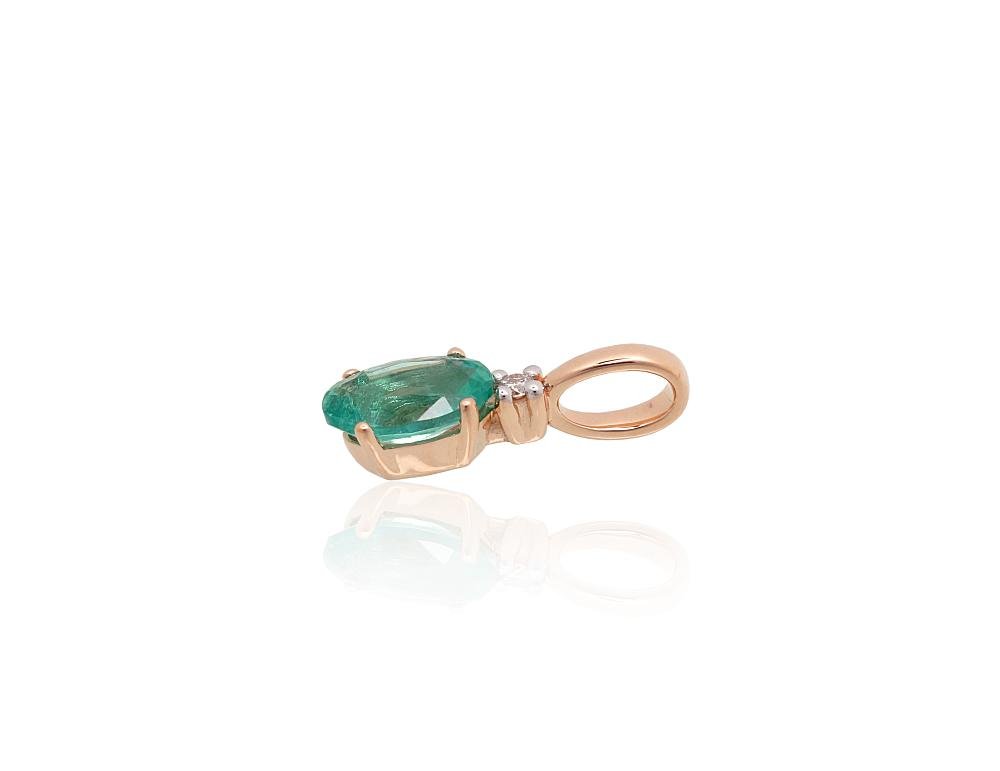Gold pendant with Diamonds , Emerald - Image 2