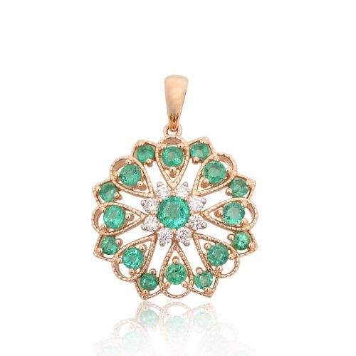 Gold pendant with Diamonds , Emerald