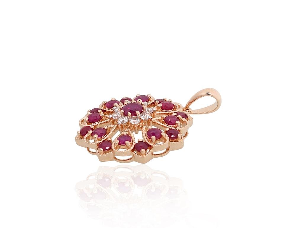 Gold pendant with Diamonds , Ruby - Image 2