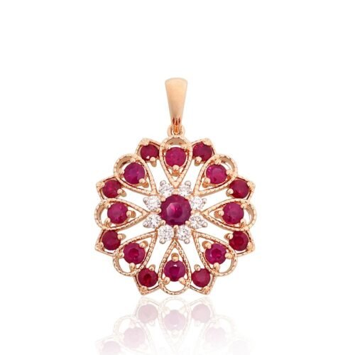 Gold pendant with Diamonds , Ruby