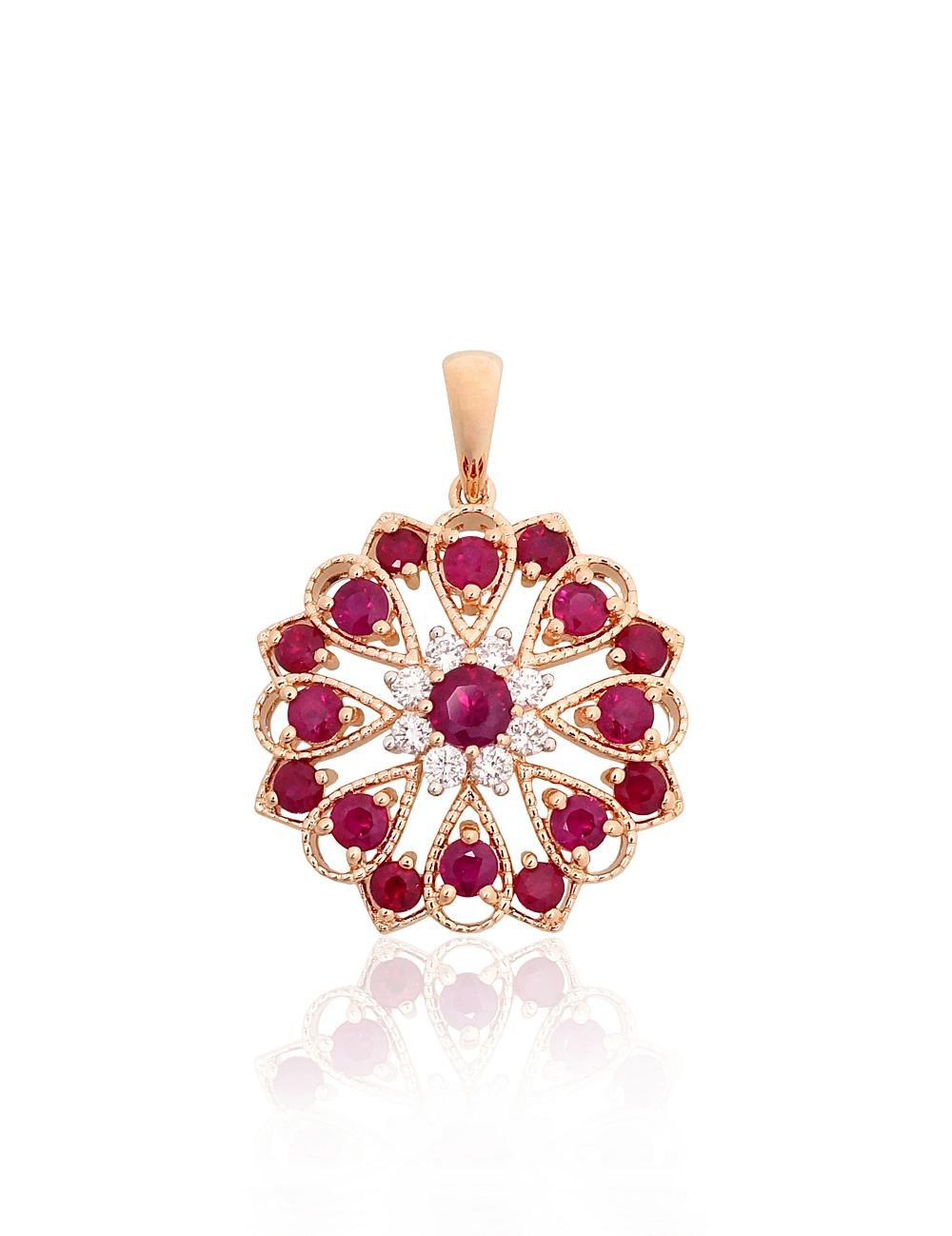 Gold pendant with Diamonds , Ruby