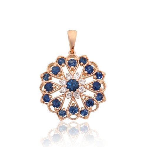Gold pendant with Diamonds , Sapphire